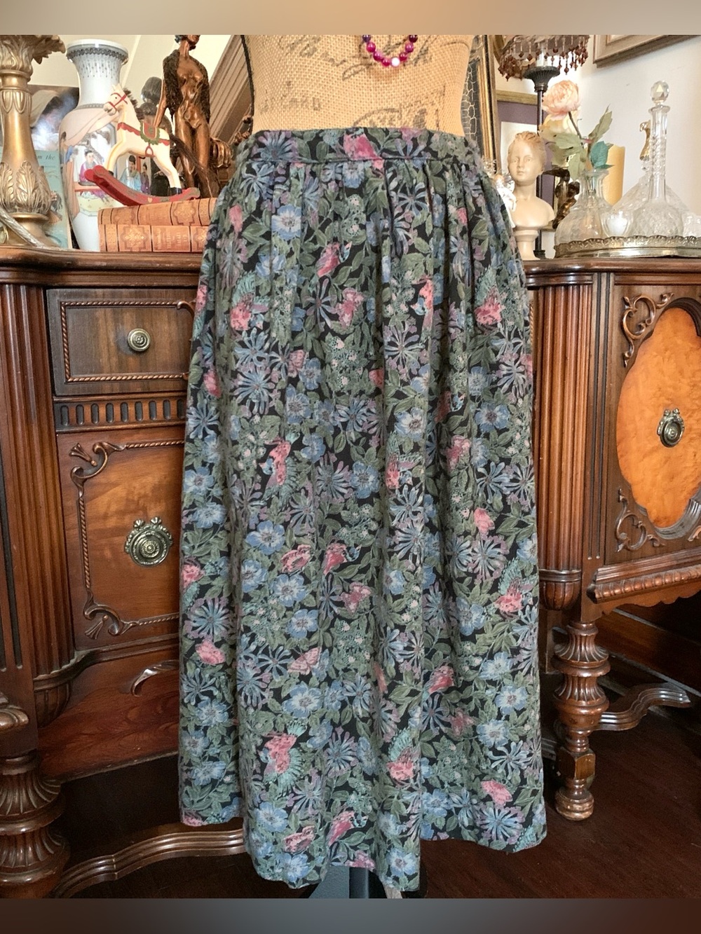 Vintage 90's Boho Hippie Gypsie Edwardian-inspo Peasant Cottagecore Floral Skirt - Picture 2 of 11
